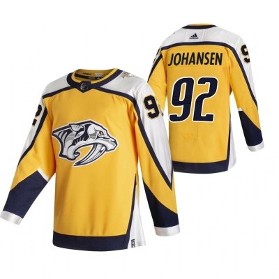 Nashville Nashville Predators #92 Ryan Johansen Yellow Men's Adidas 2020-21 Reverse Retro Alternate NHL Jersey